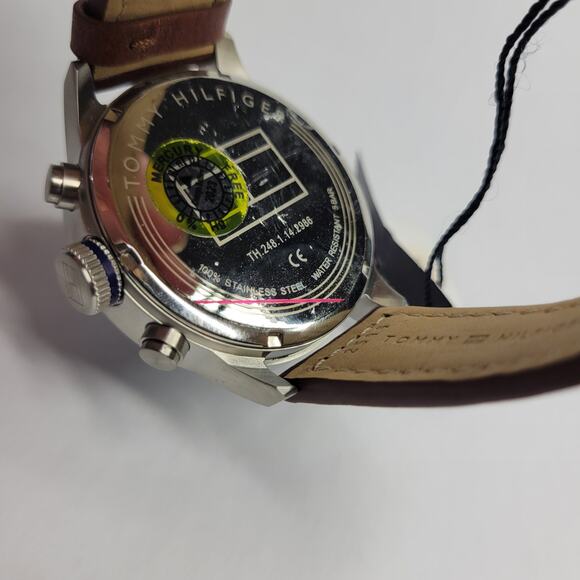 Tommy Hilfiger Men's Chronograph Brown Leather Strap Watch 46mm NEW - Picture 12 of 13